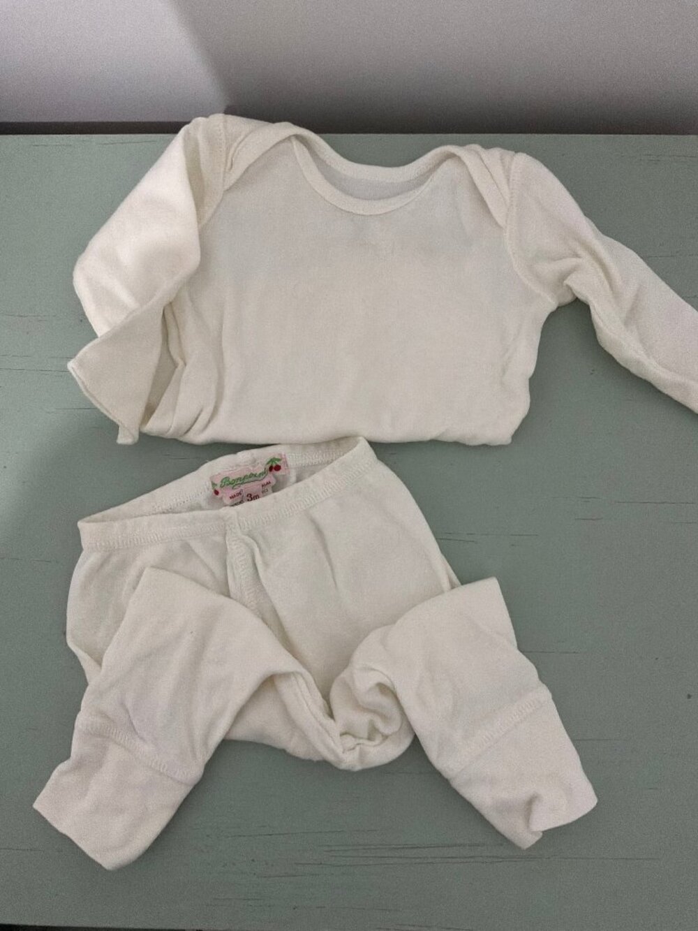 Bonpoint Pebio Set Cream Bodysuit and Pants 3M